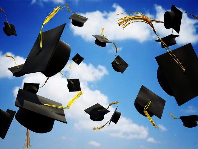 Mortar boards in the air