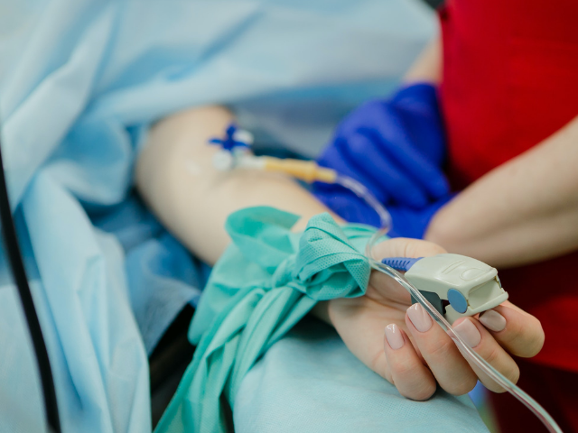 A patient's arm during surgery