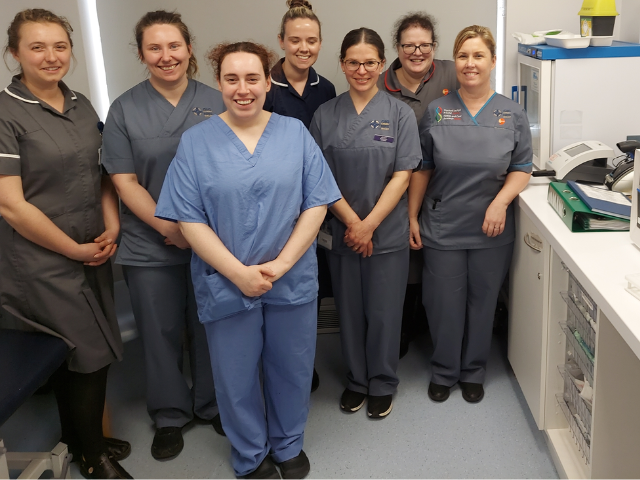 Group of midwives in scrubs