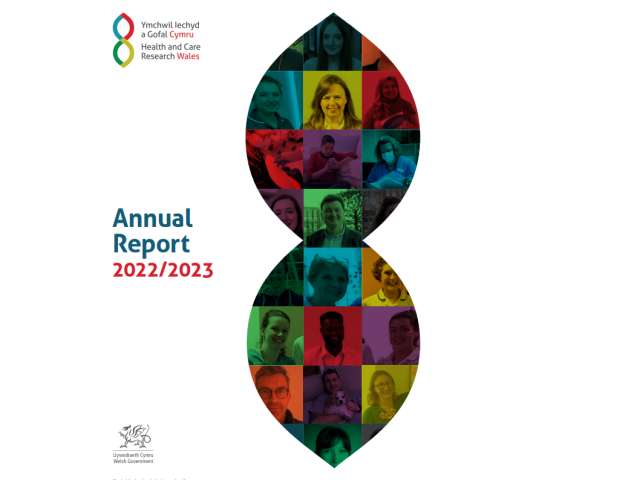 Annual report 2022-23 cover image of logo and dna shape filled with people