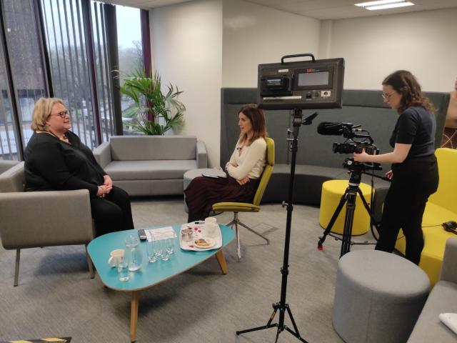 Dr Nicola Williams being filmed by ITV Wales