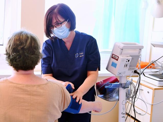 Participant having blood pressure taken