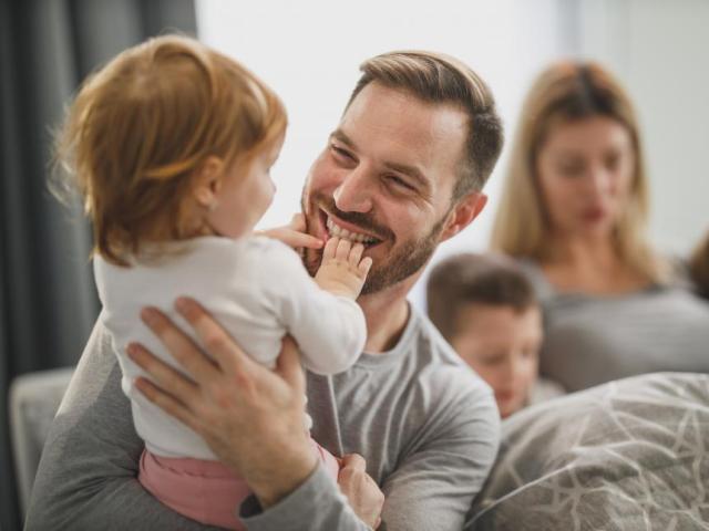 Father and daughter playing