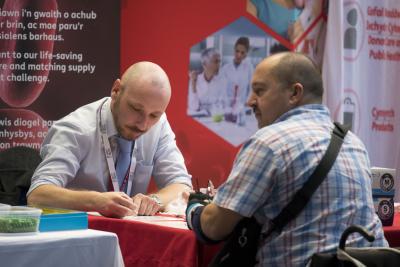 Welsh Blood Service stand at a conference