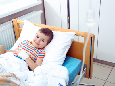 a boy receiving an intravenous drip