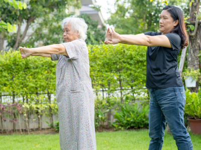 two women exercising 